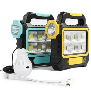 Solar Lamp Portable System Lamp Multi functional Outdoor Rechargeable Camping Light Emergency Light with Bulb 4in1 Cable