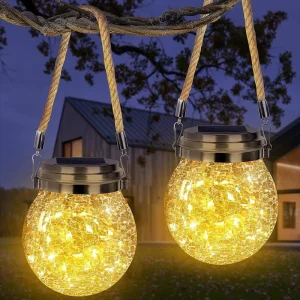 Solar Lanterns Outdoor Waterproof LED Garden Decor Hanging Decorative Backyard Lighting for Patio Pathway Yard
