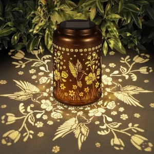 Solar Lanterns Outdoor Waterproof Metal Hanging Lights with Hummingbird Design for Yard Patio Porch Garden Decoration