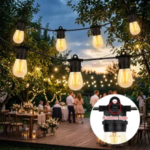 Solar Led Light Outdoor 10m 20m 30m E27 S14 Filament Commercial Grade Waterproof Garden Festoon String Lights