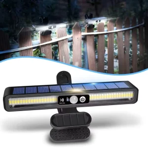 Solar Led Powered Clip-on Wall Light with Motion Sensor and Remote Control for Garden Corridor Railing