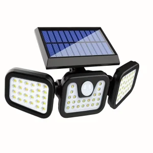 Solar Light 270-degree 3 Heads Rotating Lighting Wall Lamp for Corridor Courtyard Outdoor Waterproof Street Light 3 Modes