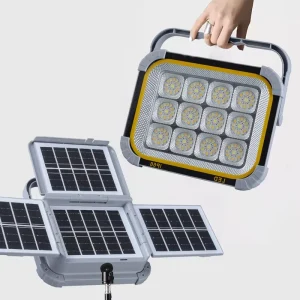 Solar Light Foldable 4 Solar Panel Waterproof IP66 Portable Camping Light Outdoor USB Rechargeable LED Floodlight