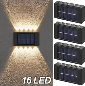 Solar Light IP65 Outdoor Waterproof Led Wall Mount Light Light Sensor Dimmable 6W Battery Included 30000 Hours Lifespan Garden