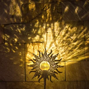 Solar Light Outdoor Crackle Glass Metal Stakes Patio Yard Walkway Lawn Decor
