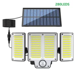 Solar Lights Outdoor 280 LED Solar Powered Motion Sensor Flood Lights with Remote Dusk to Dawn Led Solar Security Wall Lights