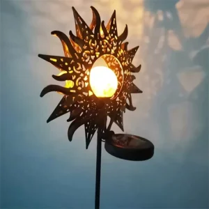 Solar Lights Outdoor Waterproof Blue Flame Moon Fairy Lawn Garden LED Solar Lamp for Landscape Courtyard