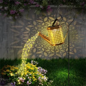 Solar Metal Watering Can Hanging Kettle Light Led Lamp Beads Outdoor Waterproof Lawn Garden Light