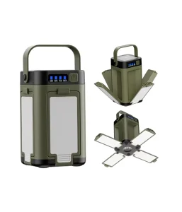 Solar Mosquito Repellent Camping Lantern, 4-Leaf, 2000mAh, Collapsible Outdoor Tent Lamp