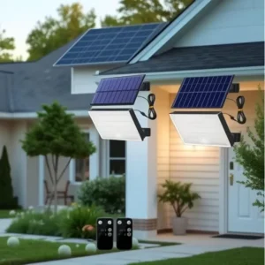 Solar Motion Sensor Flood Lights Cool White for Outdoor Courtyard Garden Villa Wall Mount