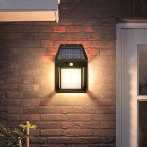 Solar Motion Sensor LED Wall Light 3 Lighting Modes Dusk to Dawn IP65 Waterproof Aluminum Base Dimmable 1800mAh for Yard
