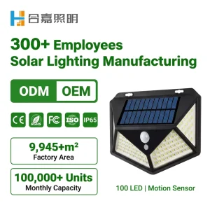 Solar Motion Sensor Light Outdoor 100 LED Wall Lamp Waterproof Project Grade Lighting for Street Path Yard