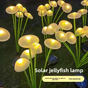 Solar Mushroom Jellyfish Garden Lights Light-sensing Control IP44 Protection Battery Included 2700K Soft Warm White LED Lights