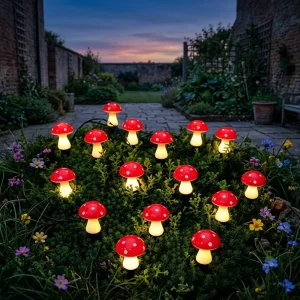 Solar Mushroom Lights Outdoor Waterproof LED Garden Stake Light Multi Color Glowing Landscape Pathway Lawn Courtyard Decoration