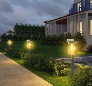 Solar Outdoor Lights 2-Pack LED Waterproof Garden Path Yard and Driveway Lights with 10-Hour Lighting