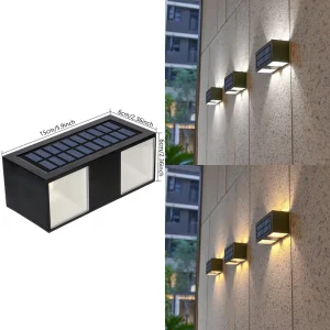 Solar Outdoor Waterproof LED Garden Lights Wall Lamps Decorative Up and Down Lighting for Garden Yard