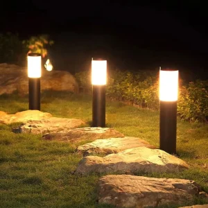 Solar Panel LED Garden Lights Power Battery IP65 Stainless Steel Decoration Pathway Bollard Light for Garden Street Lighting