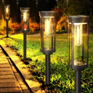 Solar Path Lights Outdoor Bright Solar Pathway Lights Outside Waterproof, Solar Powered Landscape Lights for Lawn Patio Garden