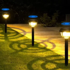 Solar Pathway Lights Outdoor Garden Stake Glass LED Waterproof Landscape Path Lighting for Outside Solar Garden Light