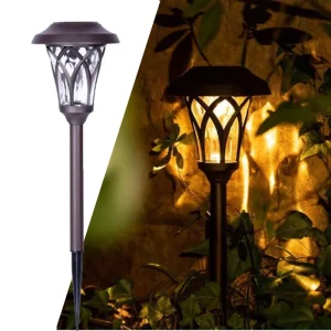 Solar Pathway Lights Outdoor Glass Lens Solar Bronze Integrated LED Path Light