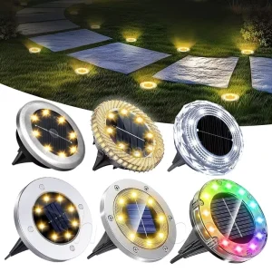 Solar Pavement Light IP65 Waterproof Yard Solar Power 8 LED 10 LED Lamp Patio Lawn Decor Solar LED Garden Disk Ground Light
