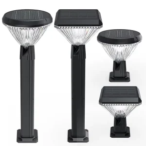 Solar Pillar Bollard Landscape Path Light Aluminum 3 Color Temperatures for Garden Yard Patio
