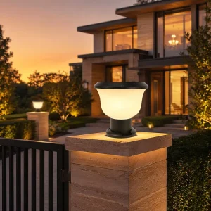 Solar Pillar Light Aluminum IP65 Waterproof Rechargeable LED Light Light Sensor Control Battery Operated for Outdoor Garden