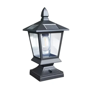 Solar Pillar Light Outdoor 1W Tungsten Lamp IP65 Waterproof 150LM Auto Day Night Sensor Fence Post Cap Light for Garden Yard