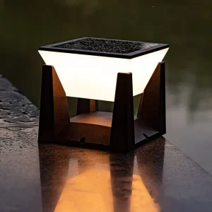Solar Pillar Light Outdoor LED Square Gate Fence Deck Lamp Dusk to Dawn 3 Color Modes Waterproof Solar Post Light