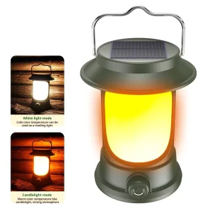 Solar Portable Handheld Vintage Camping Lantern USB Rechargeable Garden Outdoors Tent Light LED Warm Light Hiking Fishing