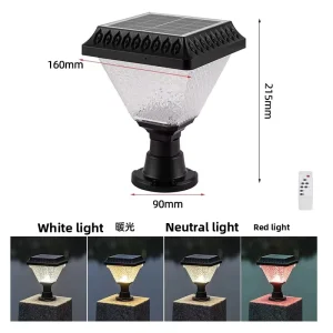 Solar Post Cap Light Outdoor Wall Lamp, Waterproof Garden Villa Courtyard Lighting, Fence Gate Landscape Ground Insert Light