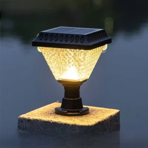 Solar Post Light IP65 Waterproof Outdoor Garden LED Pillar Wall Ground Light Remote Control Dimmable Battery Included