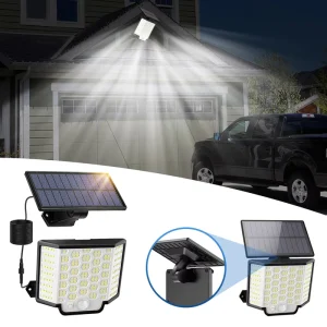 Solar Powered 186 LED Waterproof IP65 Motion Sensor Flood Light Wall Lamp with 30m Coverage for Garden Security Lighting