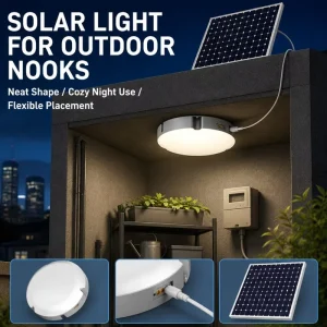 Solar Powered Ceiling Lamp Shockproof Waterproof Outdoor Indoor Light for Entryway Veranda Garage