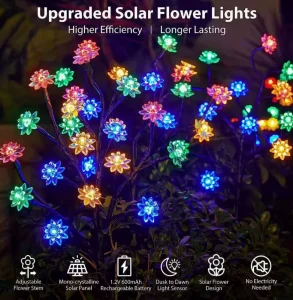 Solar Powered Cherry Blossom Branch Stake Lights Outdoor Waterproof Stylish Lawn Lamp Courtyard Ambient Landscape Decor Lights
