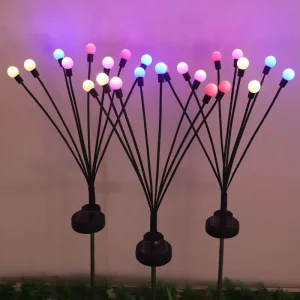 Solar Powered Christmas Lights Outdoor Garden Decorative Firefly Star String Color Flashing Features Lawn Waterproof