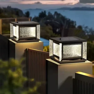 Solar Powered Column Gate Pillar Lamp IP65 Waterproof Outdoor Courtyard Wall Yard Lamp