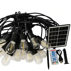 Solar Powered Copper Wire Fairy Lights for Outdoor Decoration with Shatterproof Led S 14 Bulbs