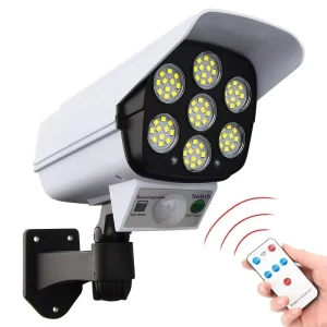 Solar Powered European Style Surveillance Light 77 LED Anti theft Remote Control Wireless Sensor Human Body Induction Wall Lamp