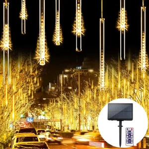 Solar Powered Falling Rain Lights Warm Cool White Waterproof IP44 for Outdoor Yard Pathway Decorative