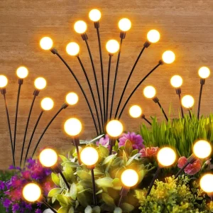 Solar Powered Firefly Light Outdoor, Starburst Swaying Solar Garden Lawn Light, Waterproof, Wind Dancing Solar Lights