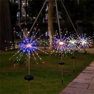 Solar Powered Firework Light Waterproof Garden Decorative Outdoor Landscape Lighting for Backyard Pathway Street