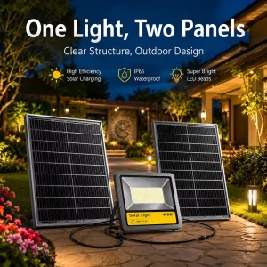 Solar Powered Flood Light with Aluminum Housing Motion Sensor for Garden Security Lighting