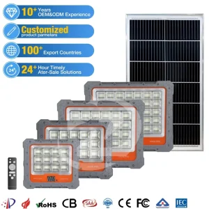 Solar Powered Floodlight LCD Power Indicator Outdoor Security Flood Lamp for Parking
