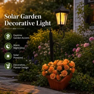 Solar Powered Flower Pot Decorative Ornament Light Outdoor Garden Lamp Yard Patio Lawn Decoration Lights