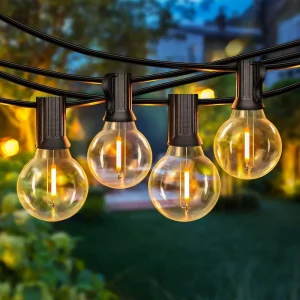 Solar Powered G40 LED String Lights Vintage for Cafe Bistro Wedding Party Decoration Shatterproof Outdoor Hanging Lights