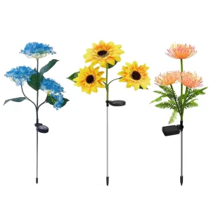 Solar Powered Hydrangea String Lights 3 Flower Stems IP65 Waterproof LED Garden Patio Yard Landscape Decor Rechargeable