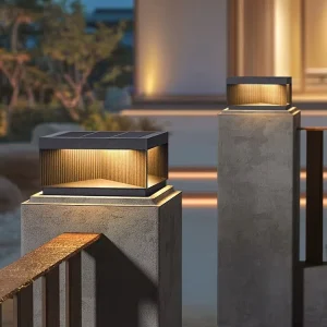 Solar Powered IP65 ABS LED Pillar Light Outdoor Modern Villa Gate Fence Decoration Waterproof Courtyard Light Square