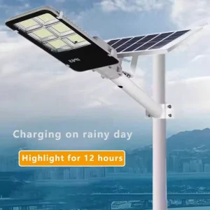 Solar Powered IP65 LED Street Light 200W-500W Dimmable Aluminum Waterproof Lamp for Wall and Yard
