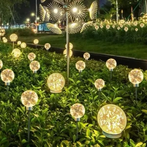 Solar Powered IP65 Luminescent Copper Wire Spherical Landscape and Road Ground Lamp Outdoor LED Light